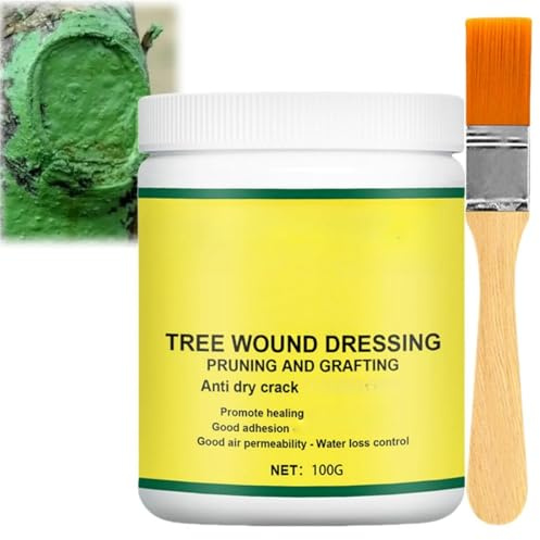 100g Tree Wound Sealer,Tree Sealant,T-ree Wound Pruning Sealer,T-ree W-ound Dressing,Grafting Wax With Brush,For Quick Healing & Protection,For Pruned And Damaged Trees,Grafting Supplies With Brush