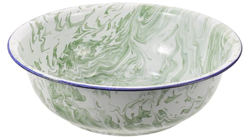 VINTORKY Enamel Bowl: 13 Inch Foot Washing Basin - 34 CM Vintage Mixing Enamelware - Old-Fashioned Pedicure Basin - Feet Bath Soak Tub for Bathroom Kitchen