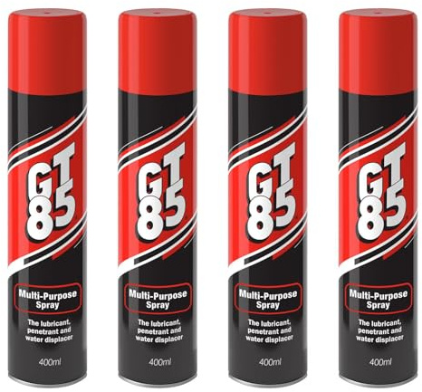 GT85 Spray 400ml Lubricates, Cleans & Protects Metal/Composite, Rust Defense, Stuck Parts Ease, Shine Restore, Squeak Eliminate, Moisture Disperse, Pack of 4