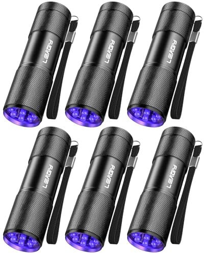 LEAGY Lot de 6 UV Ultra Violet Blacklight 9 LED Lampe de Poche Lampe Torche Extérieur Etc.