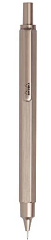 RHODIA 9395C - Portemine scRipt Corps Hexagonal en Aluminium Brossé - Bois de Rose - pour Mines Graphite Standards 0,5 mm, Canon en Acier Rétractable, Gomme Sous le Poussoir - Collection scRipt