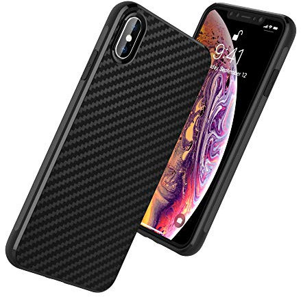 TECHGEAR iPhone XS Max Case, Flexible Shockproof TPU Slim Fit Case Cover - Carbon Fibre Design Soft Flexible Protective Shell Guard Case Compatible with Apple iPhone XS Max 6.5