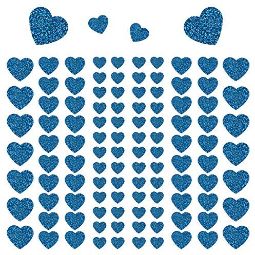 Oblique-Unique® 106 Herz Aufkleber mit Glitzer Effekt in Türkis Selbstklebend Herzen Sticker Scrapbooking Weihnachten Basteln Verzieren Deko