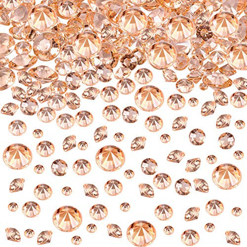 4000 Pieces Table Confetti 3 Sizes Wedding Crystals Acrylic Diamonds Rhinestones Vase Fillers for Birthday Baby Shower Party Tables (Rose Gold)