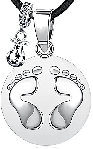 💖 Bola de grossesse avec Cordon et Grelot Collier pour Femme Enceinte clochette Pendentif harmony ball “Appeleur d’anges ” Bijou musicale Carillon Boule pour Maternité Cadeau (114 CM, BLANC-ARG-PIED)