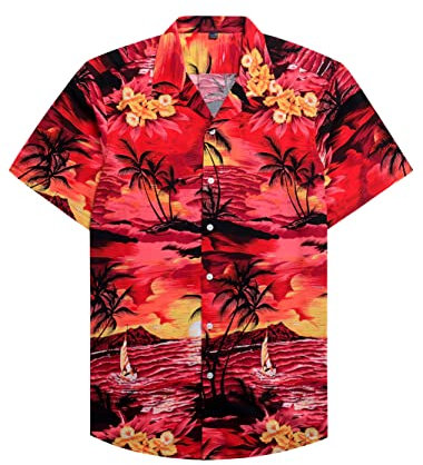 siliteelon Mens Hawaiian Shirt Short Sleeve Floral Aloha Shirts for Summer Beach Holiday, 3XL