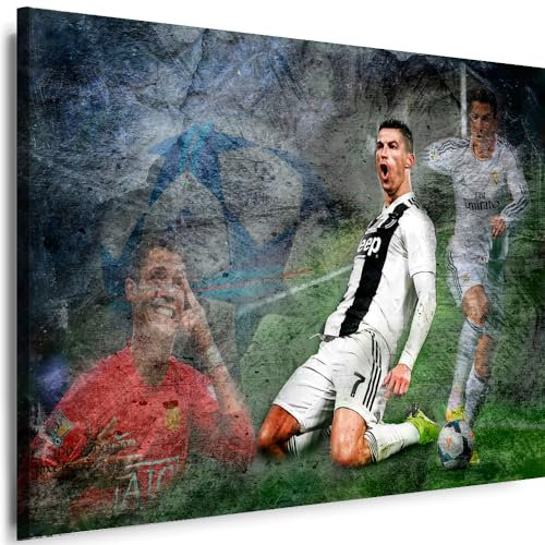 Myartstyle - Bilder Cristiano Ronaldo Fußball 70 x 50 cm Leinwandbilder Xxl - 1 Teilige Wandbilder Kunstdrucke w-a-2031-8