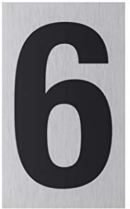 Metafranc Klebeschild 6 – Aus Aluminium – 100 x 60 mm | In moderner Edelstahl-Optik – Selbstklebende Rückseite – Beschilderung – Infoschild – Gewerbekennzeichnung