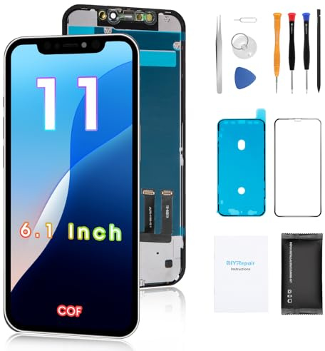 Kit de reparación completo de pantalla LCD táctil para iPhone 11 (6,1 pulgadas) – Digitalizador de cristal de repuesto con placa trasera, adhesivo impermeable, vidrio templado, herramientas,