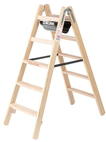 Trรฆ-trins stige, Walk-in pรฅ begge Sider, 2 x 5 trin, arbejdshรธjde 2700 mm.