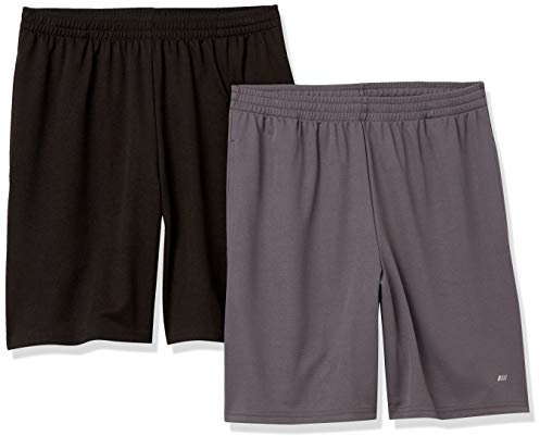 Amazon Essentials Herren Weit geschnittene Performance-Funktionsshorts (erhältlich in Big & Tall), 2er-Pack, Kohlegrau/Schwarz, XL