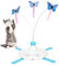 HAPPY HACHI Interaktives Katzenspielzeug Schmetterling für den Innenbereich, 360° Drehbarem Katzenteaserspielzeug, Intelligenz Selbstbeschäftigung Katzen Spielzeug mit USB Aufladbar (L)