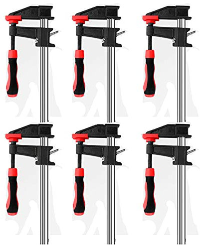BOVDC Industrial Grade Woodworking Clamp, 6 Pcs Wood Clamps Quick Grip, With Automatic Locking Easy to Adapt to Sturdiness and Durability(6-36 Inch)