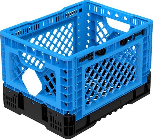 FairFox kleine Klappbox faltbar & ULTRA STABIL aus 50% Recycle-Plastik - Rohöl-Ersparnis: 1 L I Klappkiste mit 10 Jahren Garantie [BLAU, 25 L]