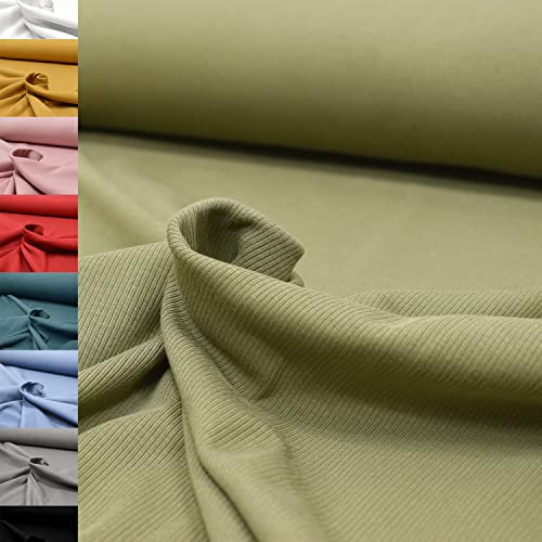 MAGAM-Stoffe Matteo Rippen Jersey Mode Stoff Meterware 50cm (11. Army Grün)