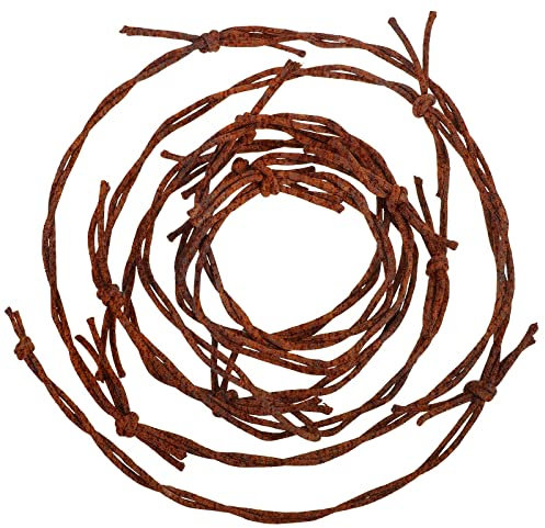 9.2 m Rostige Stacheldraht-Schnur-Dekoration, 4 Stück, künstlicher Stacheldraht, rostiger Stacheldraht, Girlande, Stacheldraht, Handwerk für Cowboy, Westernparty, hängende Dekorationen, Dunkelbraun