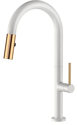 Klobvtt Robinet de Bar de Cuisine Rotatif à 360 ° avec douchette extractible, Robinet d'eau Chaude et Froide avec 2 Modes d'eau, Jet et pulvérisation, Salle de Lavage, Jardin, Application extérieure
