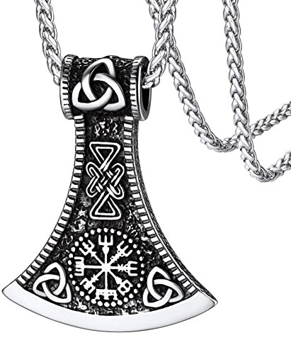 FaithHeart Edelstahl Wikinger Axt Anhänger für Herren Jungen Viking Stil Axt Halskette mit Geschenkebox für Ehemann Freunden