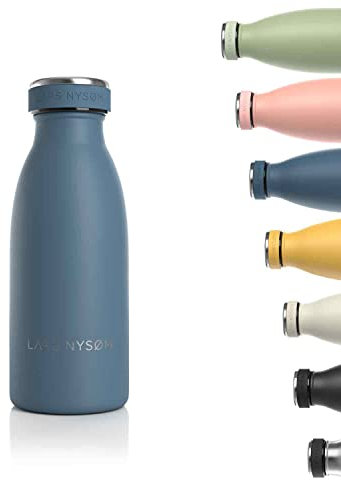LARS NYSØM Edelstahl Trinkflasche 350ml, 500ml, 750ml, 1L, 1 5 liter | Thermosflasche Kohlensäure geeignet | Auslaufsichere Wasserflasche für Sport, Outdoor, Schule (Stone Blue, 350ml)