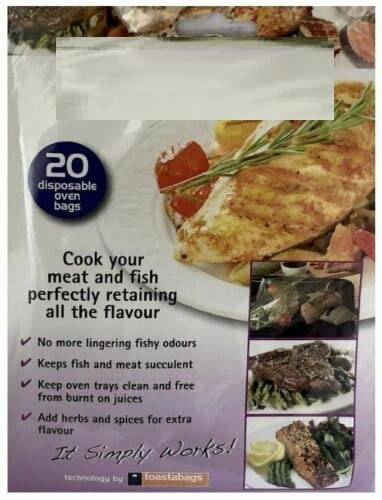Visio4ever 20x Foil Oven Bags Easy Cook BBQ Kitchen Healthy Cooking Fish Meat Flavour Food