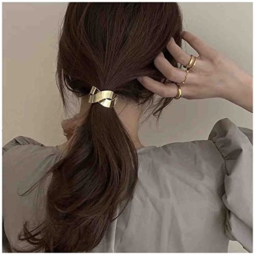 Cimenexe Bohemian Forever Infinity Haargummis Friendship Infinite 8 Haarbänder Dicke elastische Haargummis Metallischer Haarring Kopfbedeckung Gold Pferdeschwanz Haarhalter Zubehör Schmuck für Frauen
