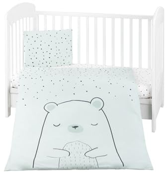 Kikkaboo Kinderbettwäsche Bär 3-teilig Decke 135 x 95 cm Kissen 45 x 35 cm Laken grün