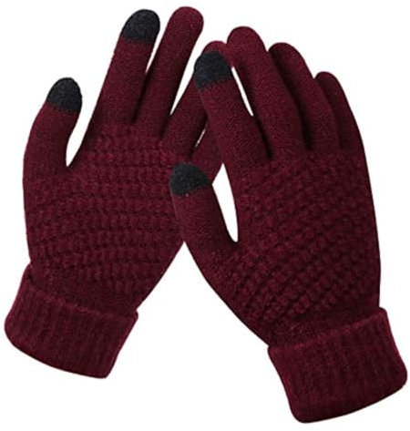 BSLVWG Damen Winter Handschuhe Thermo Handschuhe Laufen Fahren Radfahren Arbeit Wandern Skifahren (Weinrot)