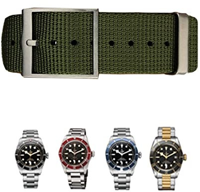 AEMALL 19 mm 20 mm gewebtes Nylon-Nato-Armband 21 mm 22 mm für Tudor Black Bay Seiko CASIO Rolex IWC Omega verstellbares Stoff-Uhrenarmband (Farbe: Grün, Größe: 21 mm)