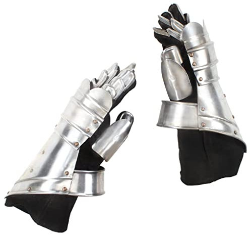 DCRAF Farbe: Silber-Mittelalter Ritter Handschuhe Replik LARP Silber Stahl