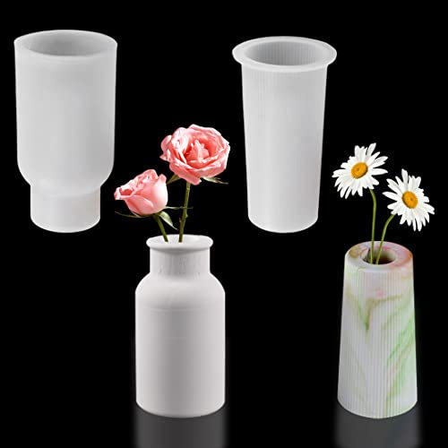 Koonafy 2 Stücke Vase Silikonform DIY Blumenvasen Harz Form Epoxidharz kerzenständer silikonform für Herstellung Von Vase Stifthaltern AufbewahrungsbehäLtern Dekorativen