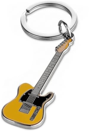 Pick Geek Emaille-Gitarren-Schlüsselanhänger, mit Miniatur-Gitarre, gefertigt aus Juweliersmetall, entworfen für Gitarristen und Musikbegeisterte gleichermaßen, Tele, One size