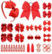 SKHAOVS 40 Pezzi Rosso Tiny Hair Bows Clips Grosgrain Ribbon Bows Barrette per capelli Mollette per Capelli Bambina Fermagli Capelli Clip Dolci Elastici Ragazze Bambini Neonati (Rosso)