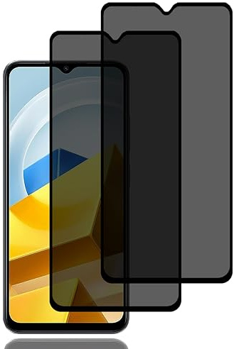 BCHKLAI Protector Pantalla de Privacidad para Xiaomi Poco M5 [2 Piezas] | Cristal Vidrio Templado Antiespia, Dureza 9H, Sin Burbujas, Anti-Rasguños, Anti-Espía Protector Pantalla para Xiaomi Poco M5