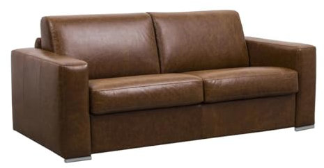 Vente-unique-Schlafsofa mit Matratze 3-Sitzer - 100% Büffelleder - Vintage-Optik - Matratze 16 cm - DELECTEA II