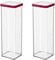 Rotho Loft quadratische Vorratsdose 2l mit Deckel und Dichtung, Kunststoff (SAN) BPA-frei, transparent/rot, 2l (10.0 x 10.0 x 28.5 cm) (Packung mit 2)