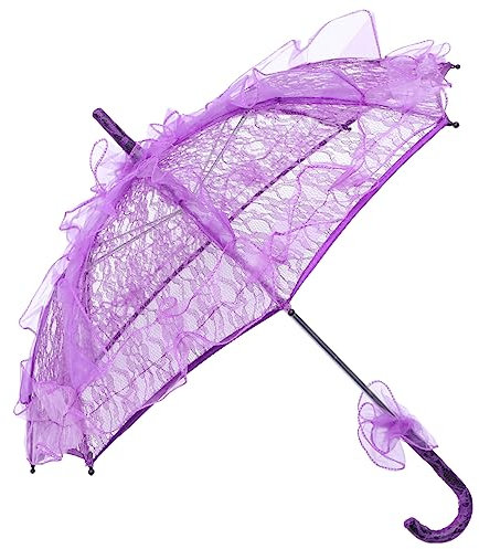 ABOOFAN Ombrello Di Pizzo Oggetto Fotografico Di Matrimonio Ombrello Gotico Puntello Per Ombrelli Performanti Parasole in Pizzo Decorazioni Viola Ferro Ragazza Bambino