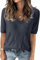 TrendiMax Damen T-Shirt V Ausschnitt Kurzarm Strick Shirt Dünne Pullover Sommer Frühling Strickpullover Casual Oberteile Bluse Tops (M, Grau)