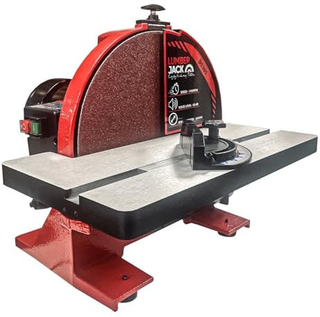 LUMBER JACK 12 305mm Disc Sander Linisher Heavy Duty Cast Iron Base 900W Large Work Area 417 x 175mm 0 to 45 Deg Table