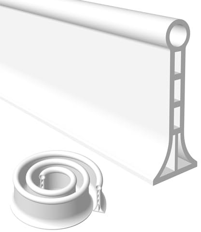 SAIKOOWA Barrière d'eau de douche pliable de 8,1 cm de haut – 99,1 cm, barrière d'eau de douche pour garder l'eau dans le rebord de la douche, barrière d'eau pour séparation humide et sèche – Blanc