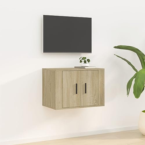 THOYTOUI TV-Wandschrank, Multimedia Schrank hängend TV Schrank Medienwand TV Bank Geeignet für Wohnstube Wohnung Küche Schlafzimmer Sonoma-Eiche 57 x 34.5 x 40 cm