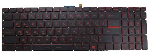 RTDPART Laptop Red Backlit Keyboard For MSI V143422KK1 S1N3EAR202SA0 S1N-3EAR202-SA0 Arabia AR Black Without Frame (Red Keycap)