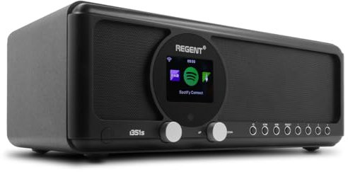 Ferguson Regent i351S – Internetradio WLAN, DAB+ Radio mit Bluetooth, Spotify Connect, Farbdisplay, Dual Alarm, Fernbedienungs-App, einzigartige Bluetooth-Sender Two Way BT (Schwarz)