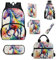 Howilath Schultaschen-Set für Jungen und Mädchen, großer Rucksack, Lunch-Tasche, Federmäppchen, Schulbedarf, Aquarell-Pferd