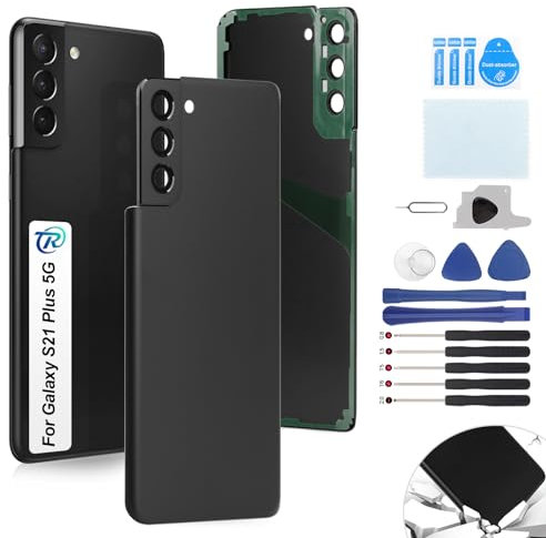 RongZy Ersatz für Samsung Galaxy S21 Plus 5G S21+ 5G Backcover Akkudeckel Batterietür Gehäuse Rückseite mit Tool Kit(Schwarz)