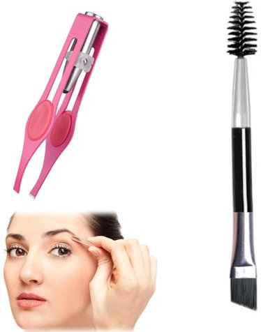 Pince à Épiler avec Lumière LED,Pince à Épiler Lumineuse,Brucelles Lumineuses d’Épilation,Pince à Épiler de Maquillage avec Lumière,Pince à Épiler Sourcils en Acier Inoxydable avec Brosse à Sourcils
