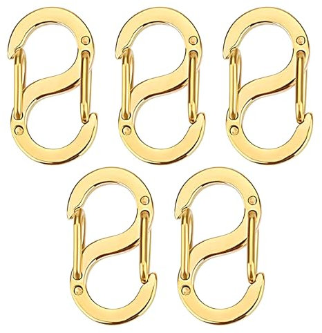 Double Opening Shortener Clasp, 5pcs Chain Closures Bracelet Connectors Clip Jewelry Making Charm S Lock for Bracelet Necklace Connector Gold