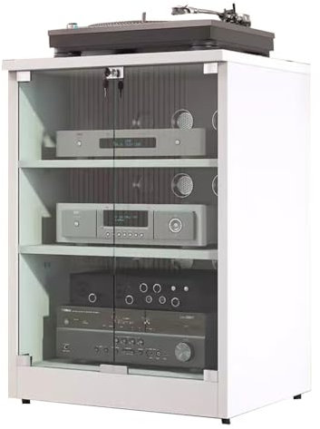 HIFI-Audioschrank 2-stufige HiFi-Racks Und -Ständer Audio-Rack Audio-Entertainment-Einheit Medienschrank Heimkino KTV Professioneller Geräteschrank(Weiß,60 * 50 * 80cm(3Tier))