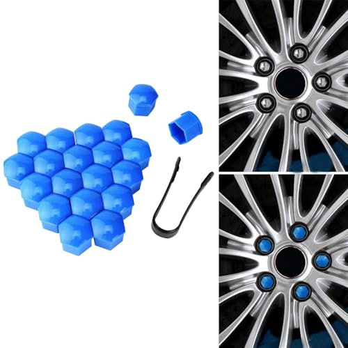 zjxcnb 20 Stück Auto Radschrauben Kappen Für Mercedes-Benz G-Class S-Class SLK SLC SL, Radbolzen Radschrauben Schrauben Kappen Radmuttern Nut Mit Werkzeug,A/Blue-21mm