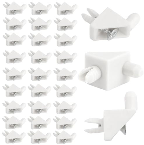 Bodenträger 30 Stück Einlegeboden Halter 5mm Regalbodenträger mit Schrauben 90 Grad Bodenhalter für Schränke, Möbelschrank, Bücherregal Weiß