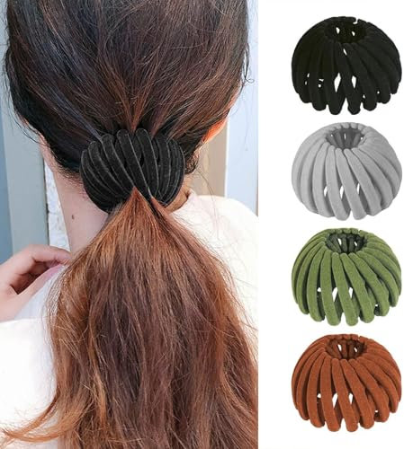 GWAWG 4 Pcs Haarspangen für Damen, Rutschfeste Vogelnest Haarklammern, Erweiterbare Haarclips als Pferdeschwanz Halter, Perfekte Haar Accessoires für Frauen, Ideal für Hochzeiten, Partys, Alltag